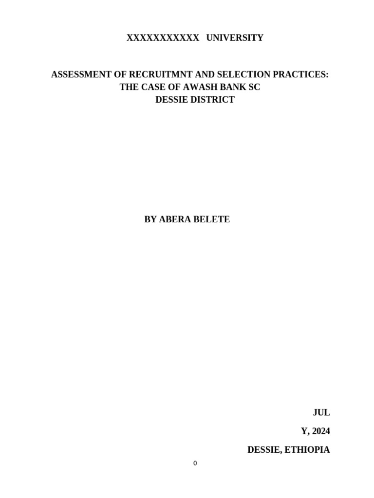 PROPOSAL Assesment of Recruitment and Seection Practice The Case of ...