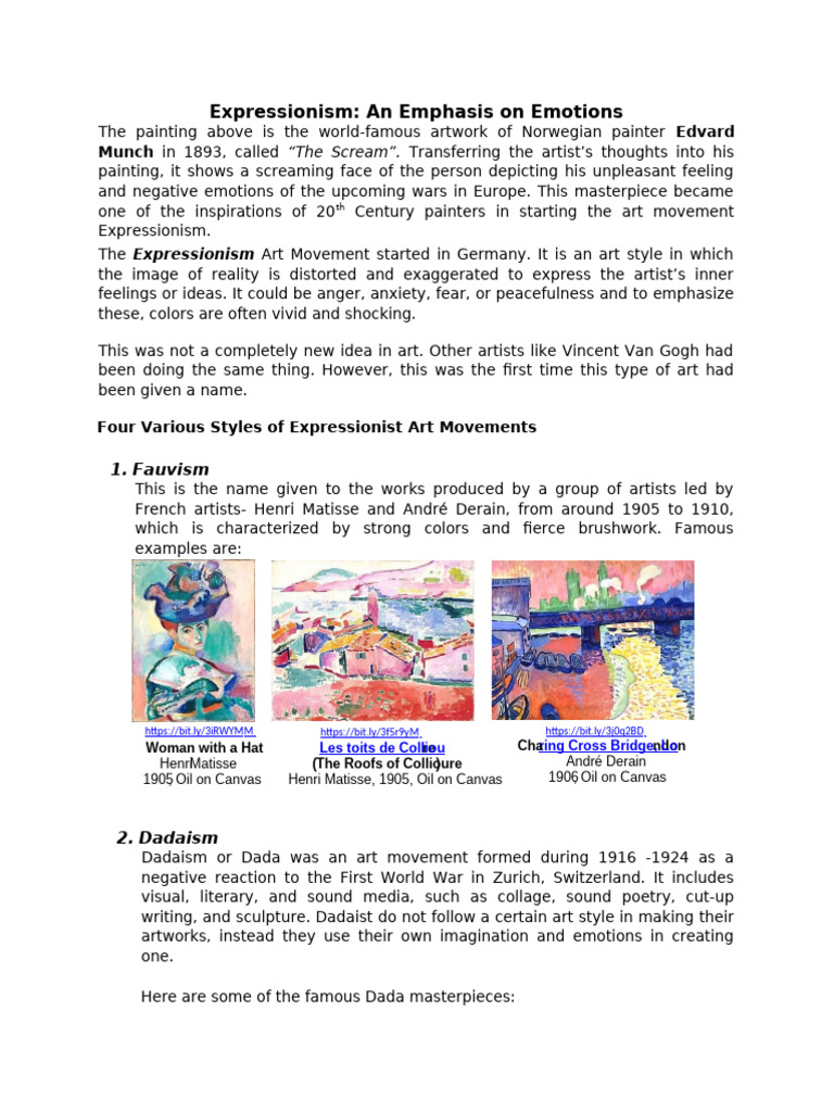 Expressionism MAPEH 10 NOTES | PDF