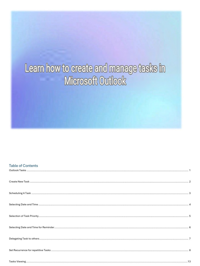Microsoft Outlook Tasks Guidelines | PDF | Microsoft Excel | Computers