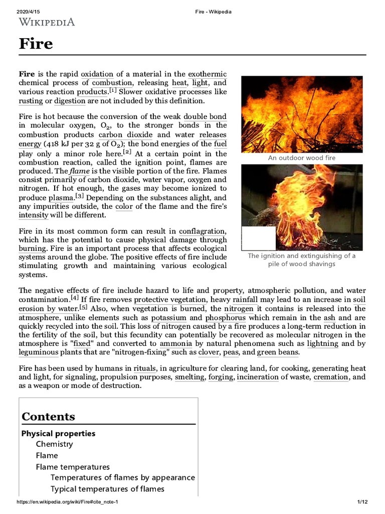 Fire - Wikipedia | PDF