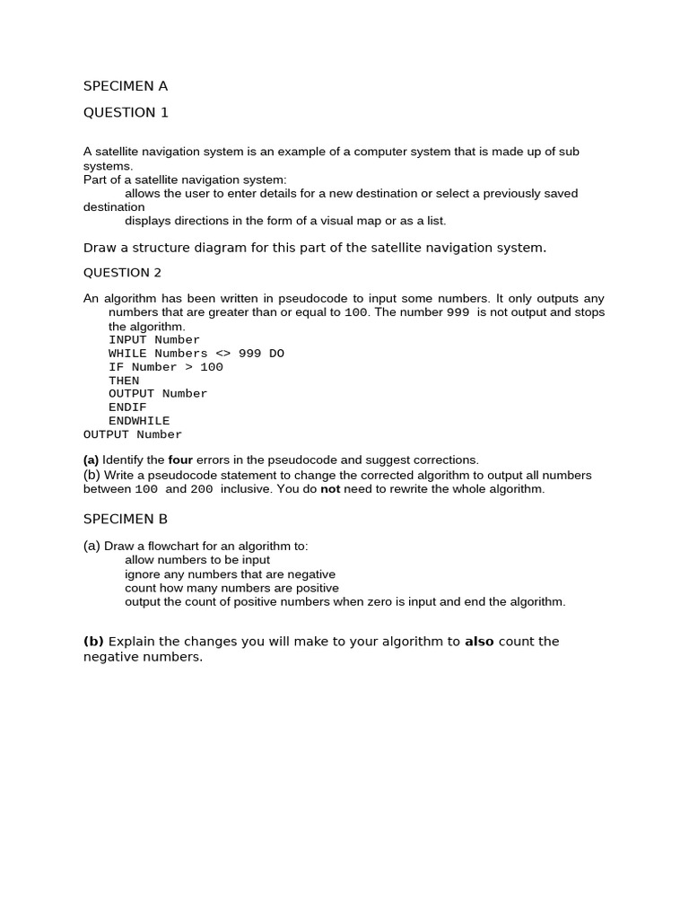 Basic Algorithm Worksheet | PDF