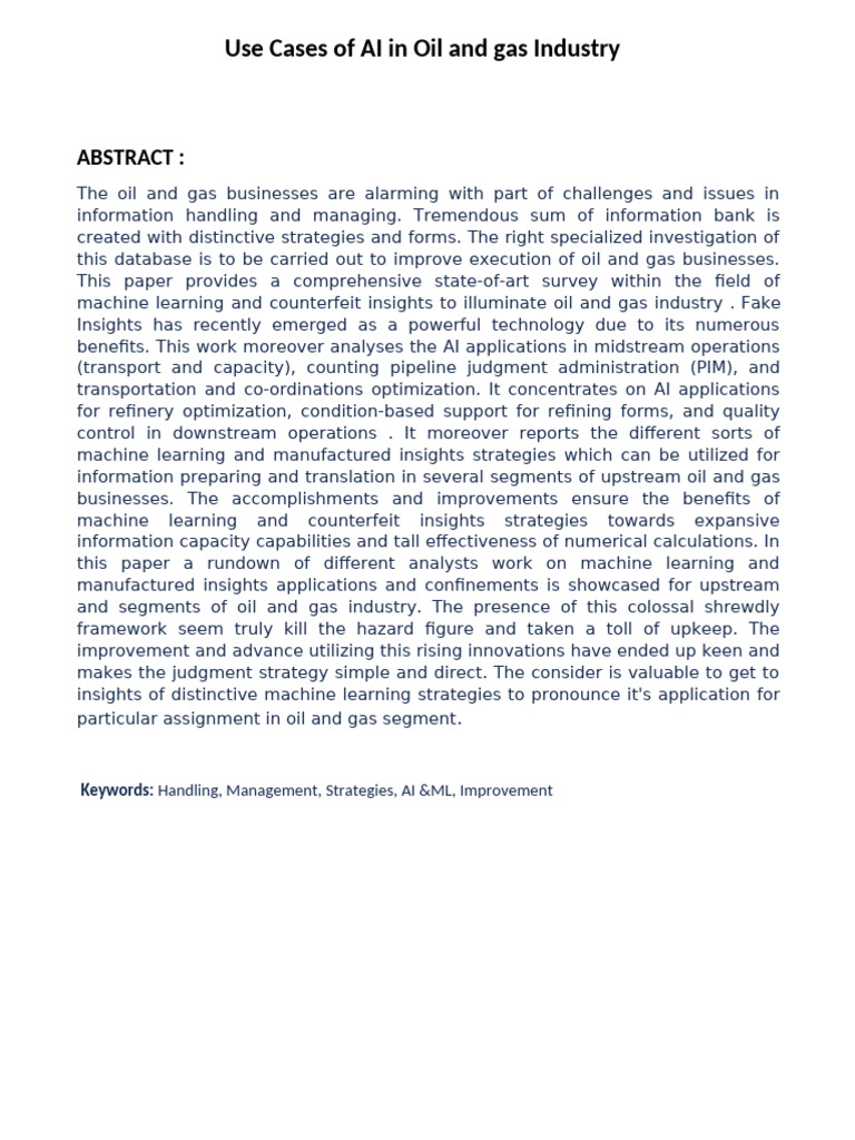 AI Applications in Oil and Gas Industry | PDF | Artificial Intelligence ...