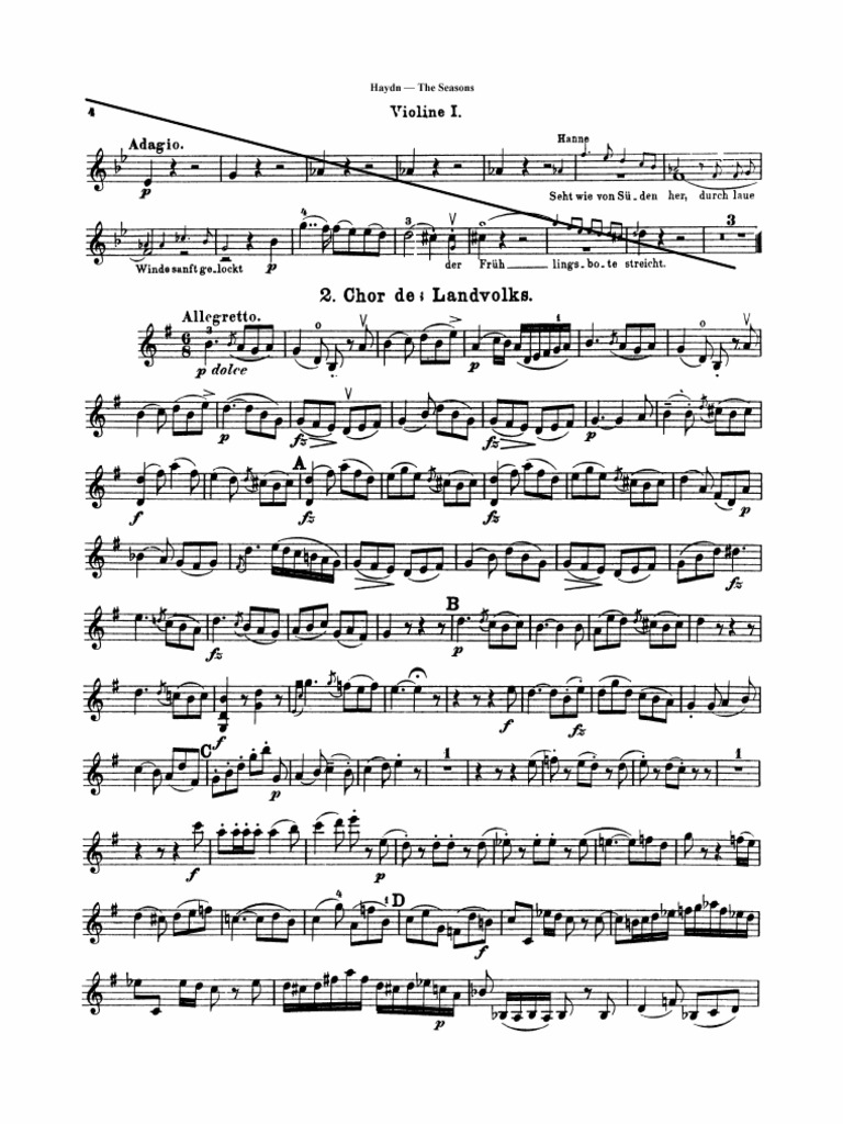 Come, Gentle Spring - Haydn - Violin 1 | PDF