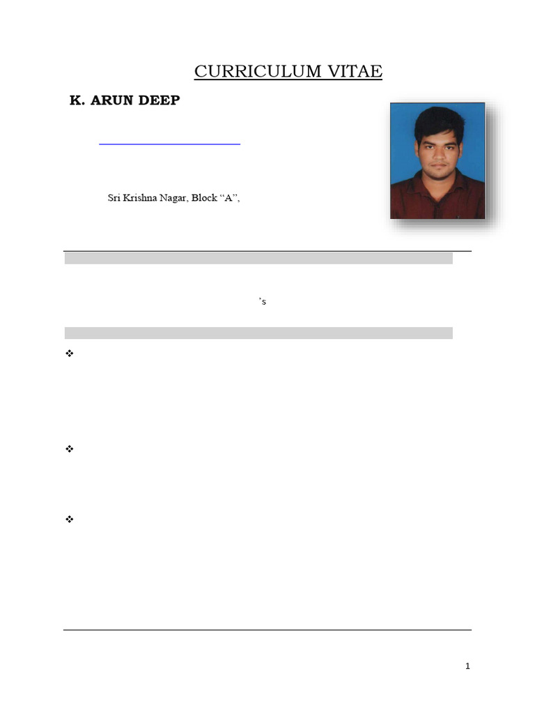 K.ARUNDEEP +resume+2020 | PDF