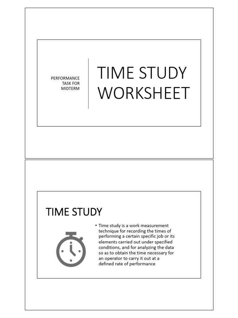 TIME STUDY WORKSHEET - Lesson | PDF