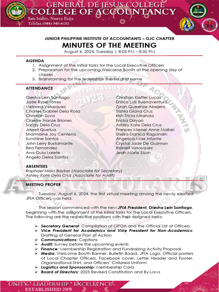 Minutes of The Meeting August 6 2024 | PDF
