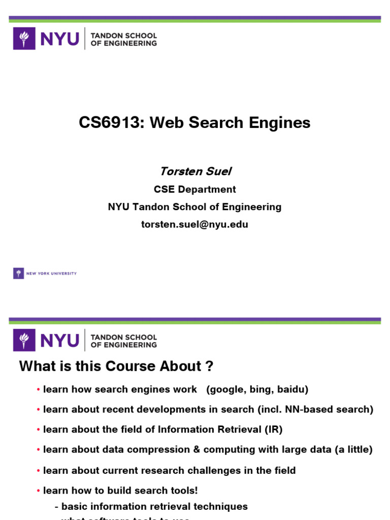 Nyu Search Engine Course | PDF