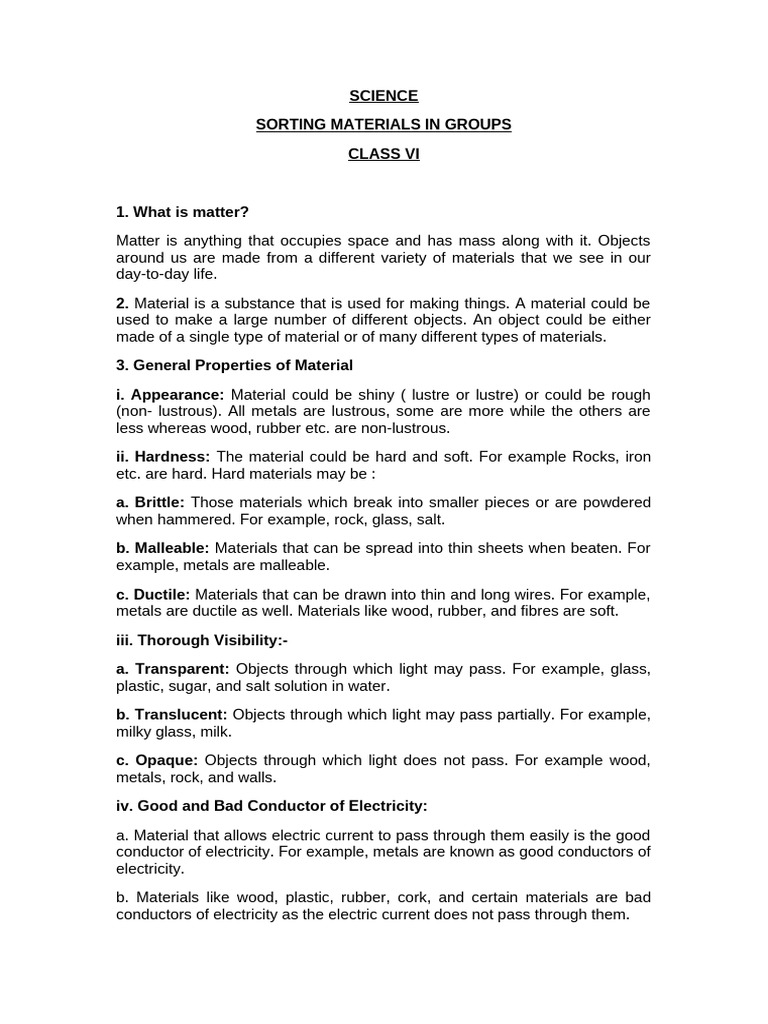 Sorting of Materials | PDF