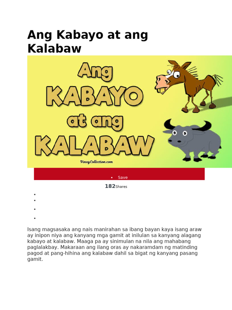 Ang Kabayo at Ang Kalabaw | PDF