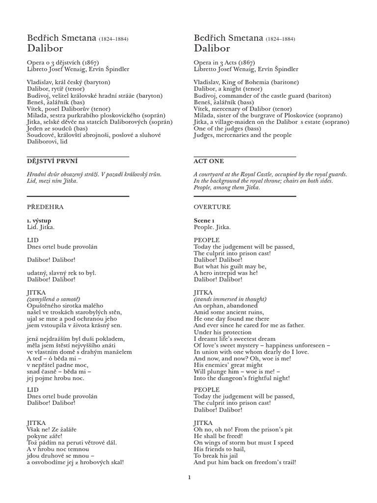 Dalibor Libretto of The Opera | PDF