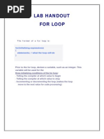 Lab H An Dout For Loop: For (Initializing Expressions) (Statements // What The Loop Will Do)