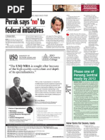 TheSun 2008-11-03 Page16: Perak Says "NO" To Federal Initiatives