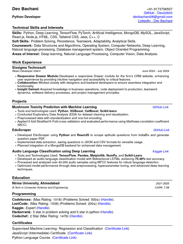 Resume Python Dev | PDF