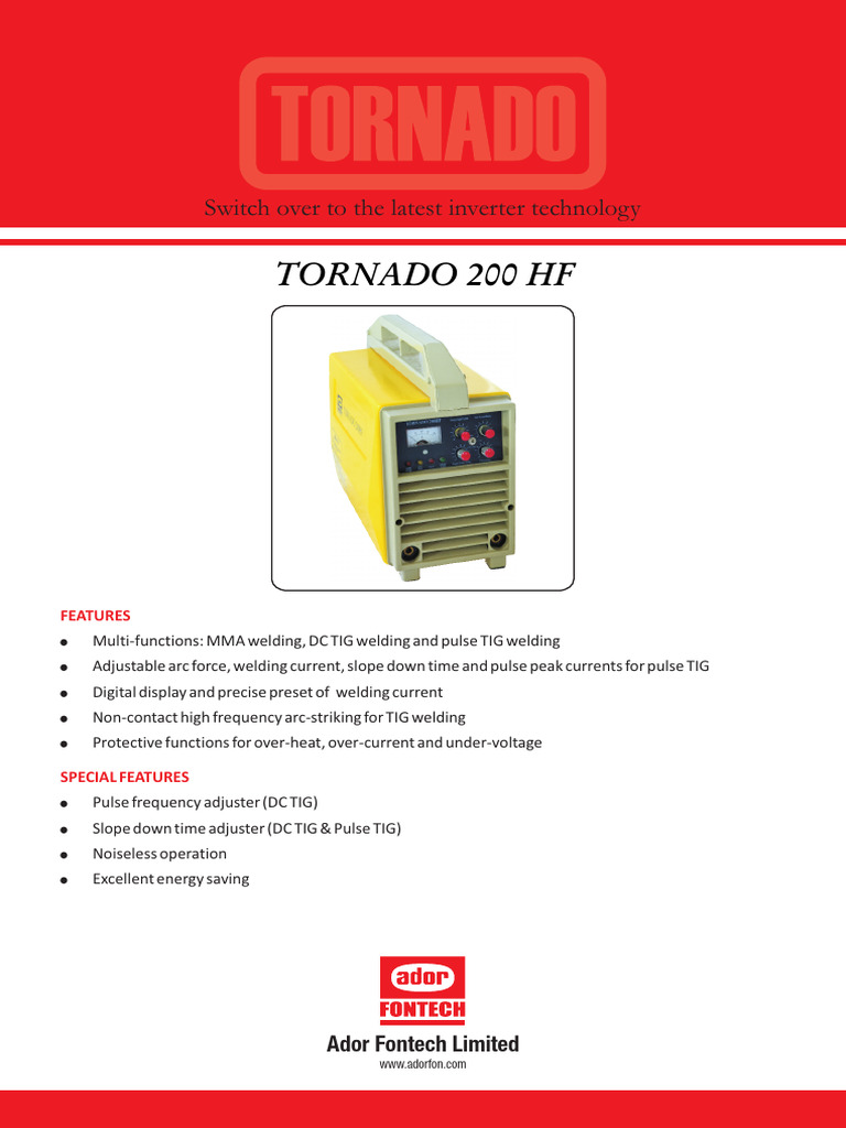 Tornado 200HF | PDF | Welding | Construction
