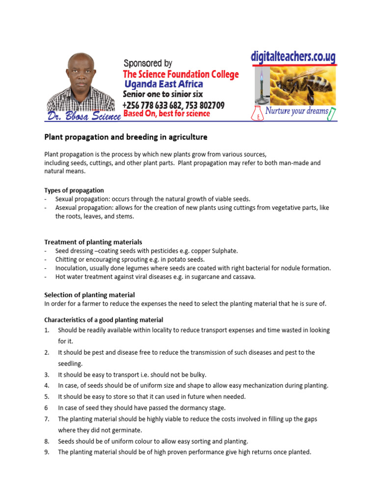 Plant Propagation and Breeding in Agriculture | PDF | Grafting | Seed