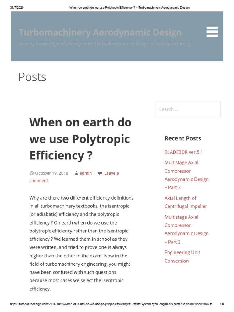 When On Earth Do We Use Polytropic Efficiency | PDF