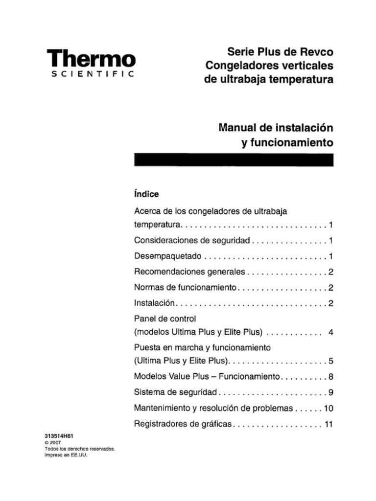 Thermo Scientific Series Plus Revco MU | PDF