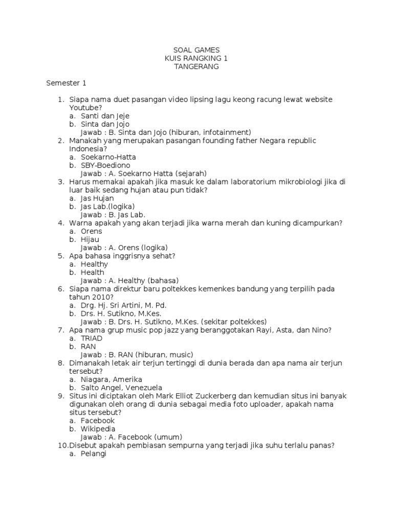 Soal Games Rangking 1