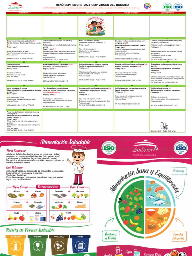 Menú Septiembre | PDF | ensalada | Alimentos