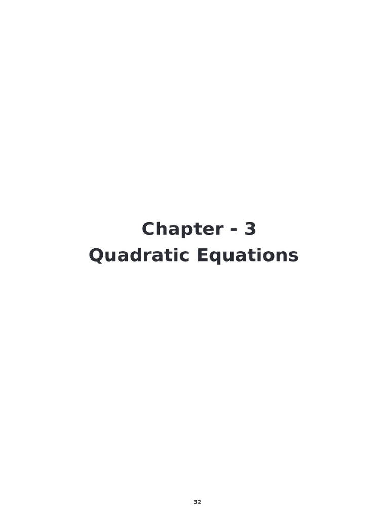 Chapter 4 Quadratic Equation | PDF