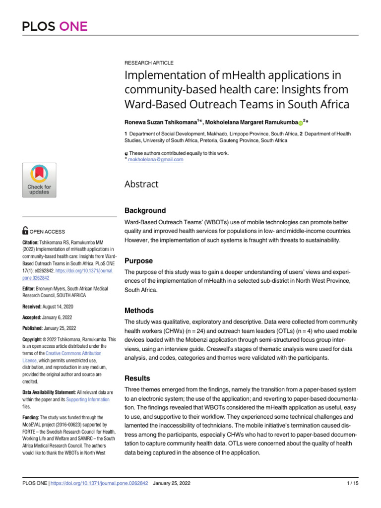 Implementation of MHealth Appl | PDF