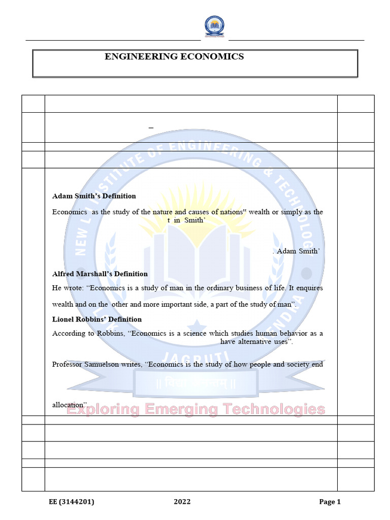 6 - QB - Engineering Economics - SEM - 4 - CSE (AIML) - 2022 - Even | PDF