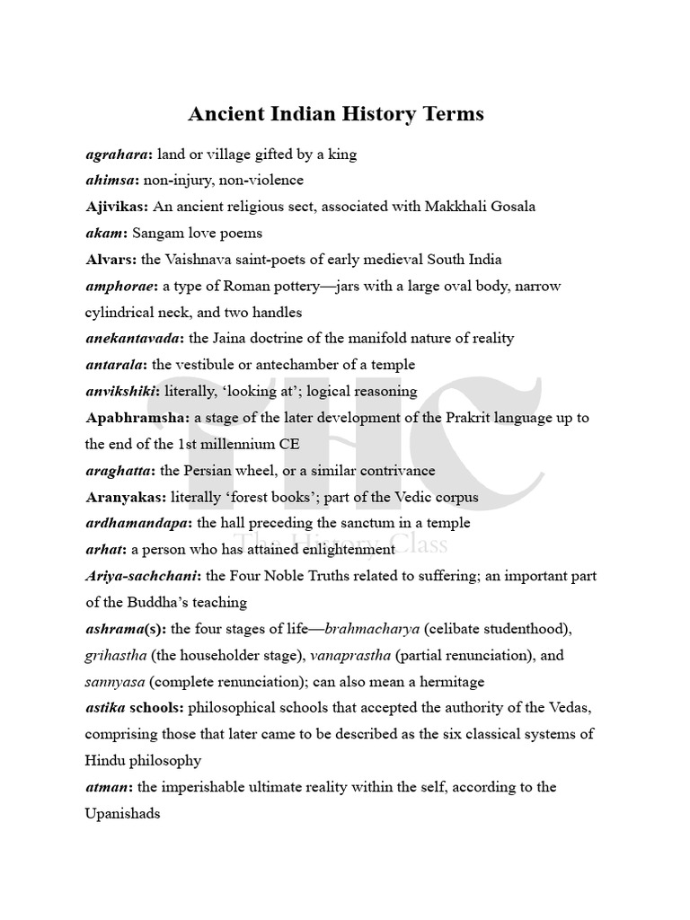 Ancient Indian History Terms | PDF