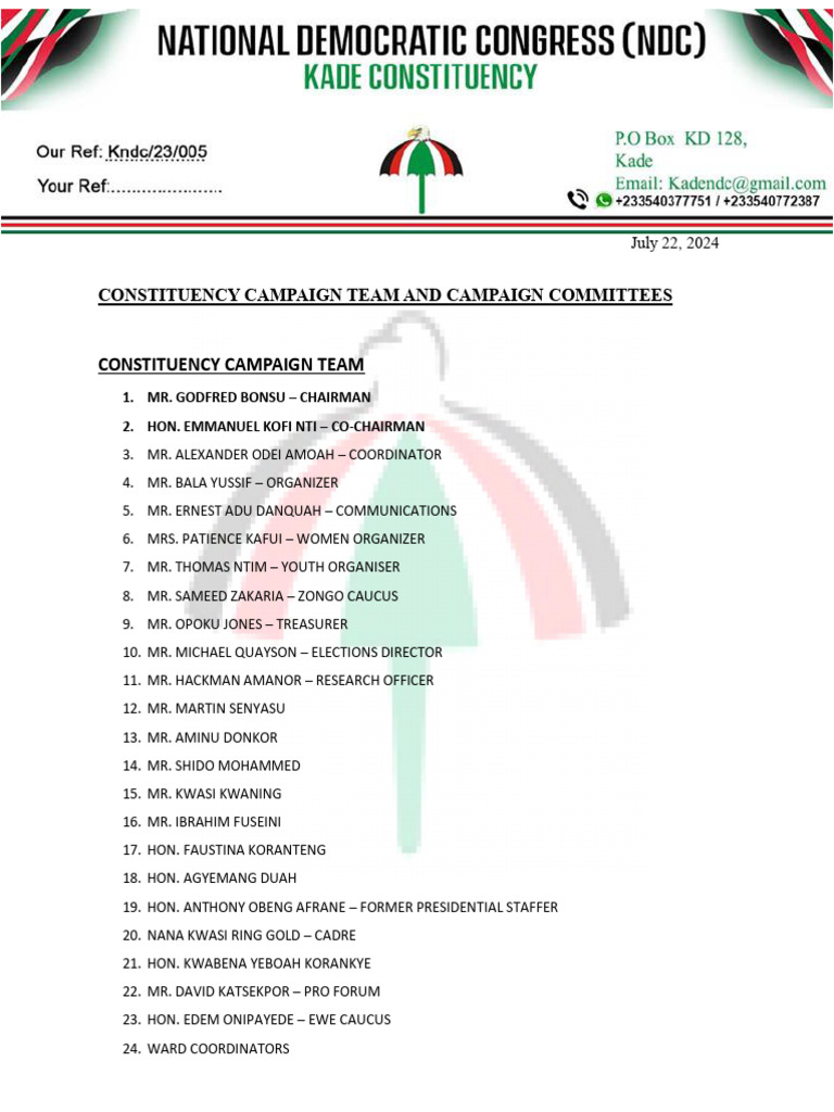 Kade Campain Committee | PDF