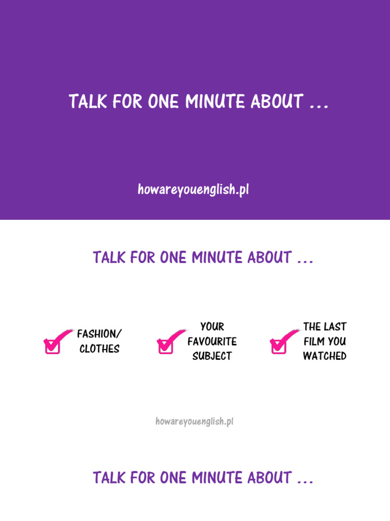Talk For One Minute 1 | PDF