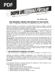 The Meaning, Means and Marks of Salvation.