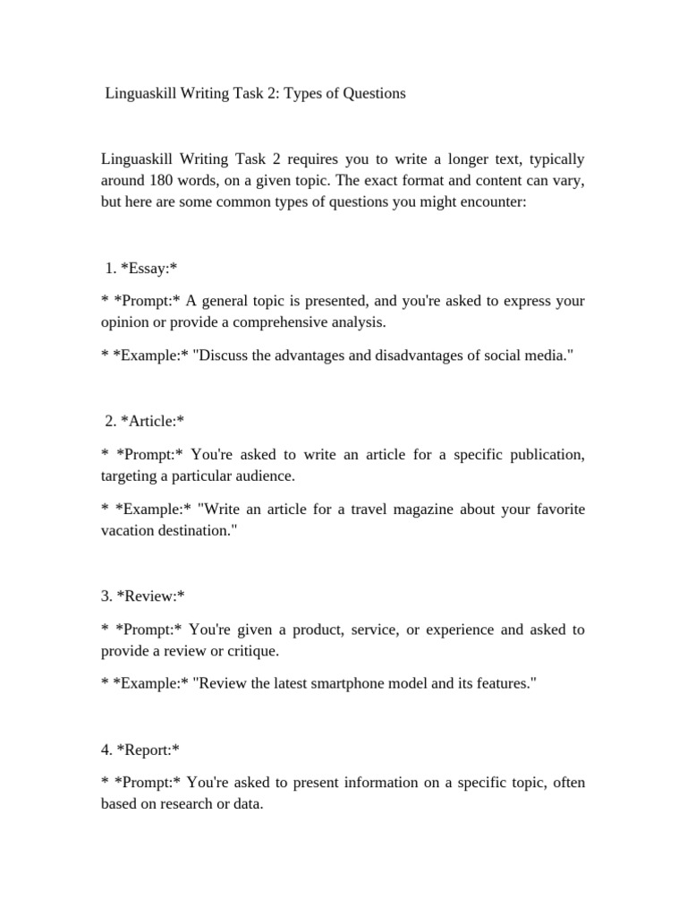 Linguaskill Writing Task 2 | PDF