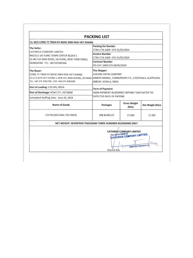 Packing List | PDF