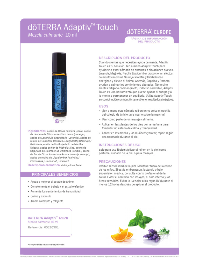 Abrir Doterra Adaptiv Touch Oil PDF | PDF