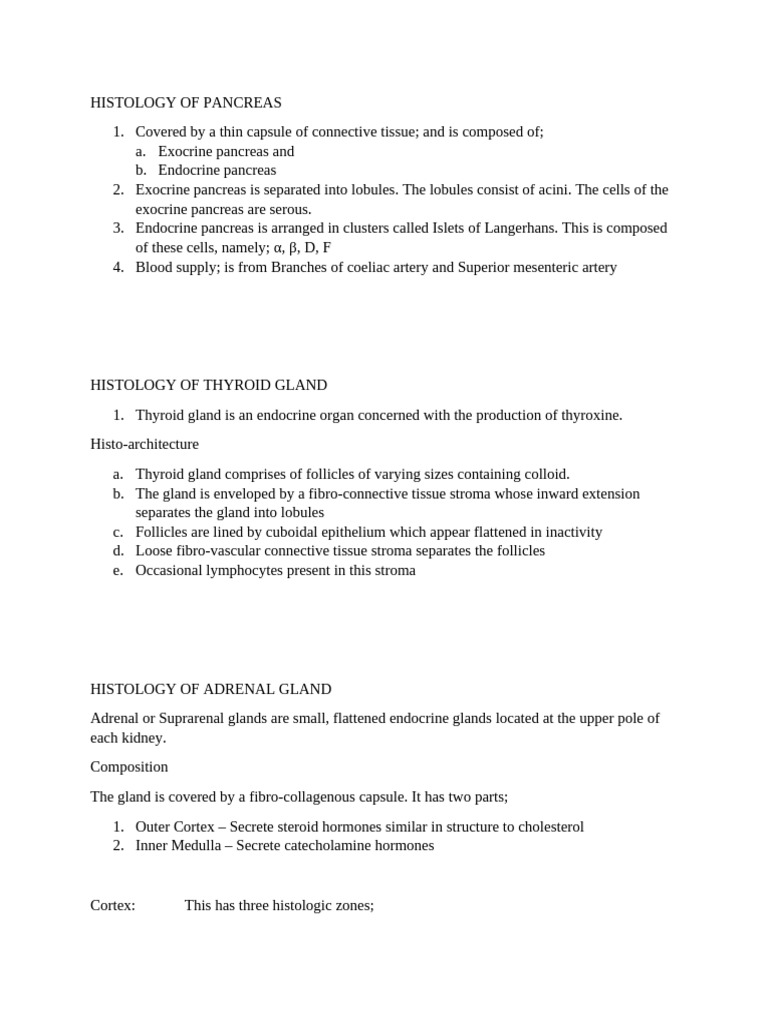 Pancreas Histology Overview | PDF