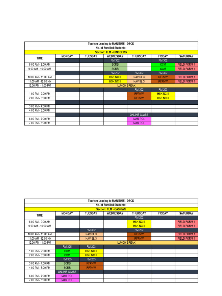 2nd Yr New Schedule | PDF