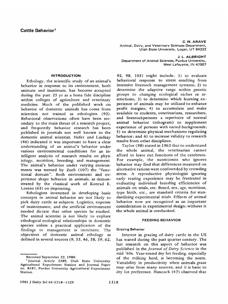 Ethology of Cow - PDF | PDF | Cattle | Dairy Cattle