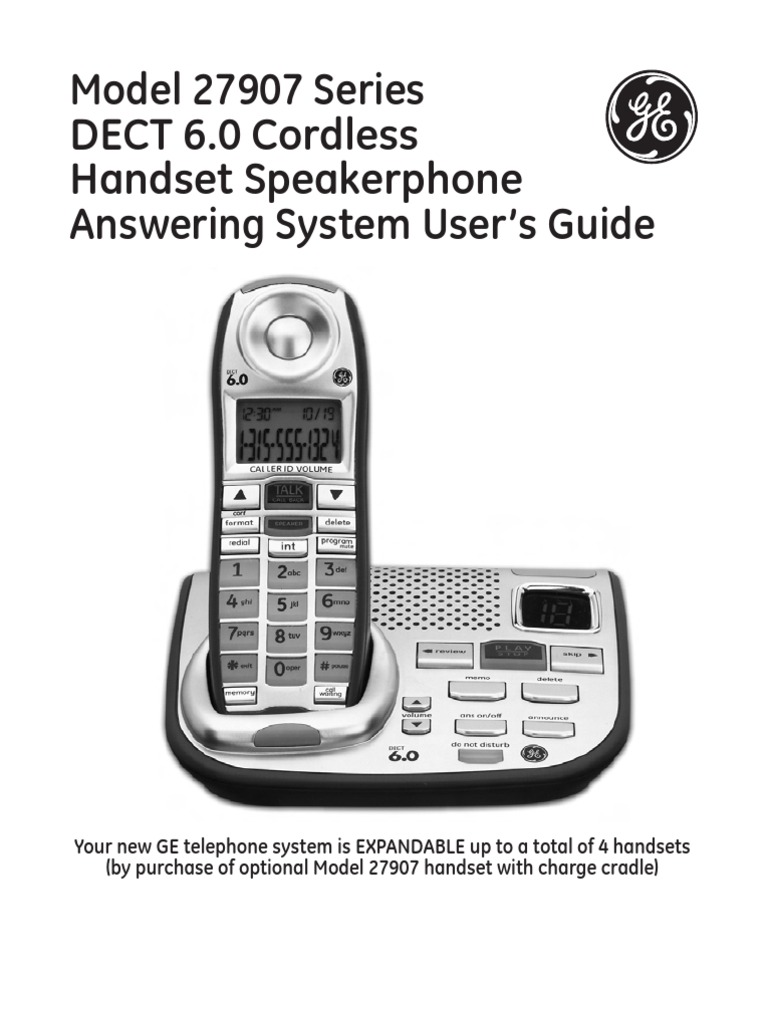 GE Cordless Manual 27907GE1_IB Telephone Interference