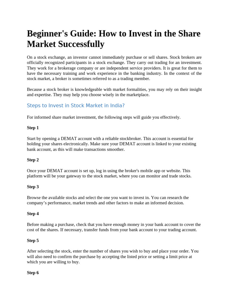 Investment in share market pdf