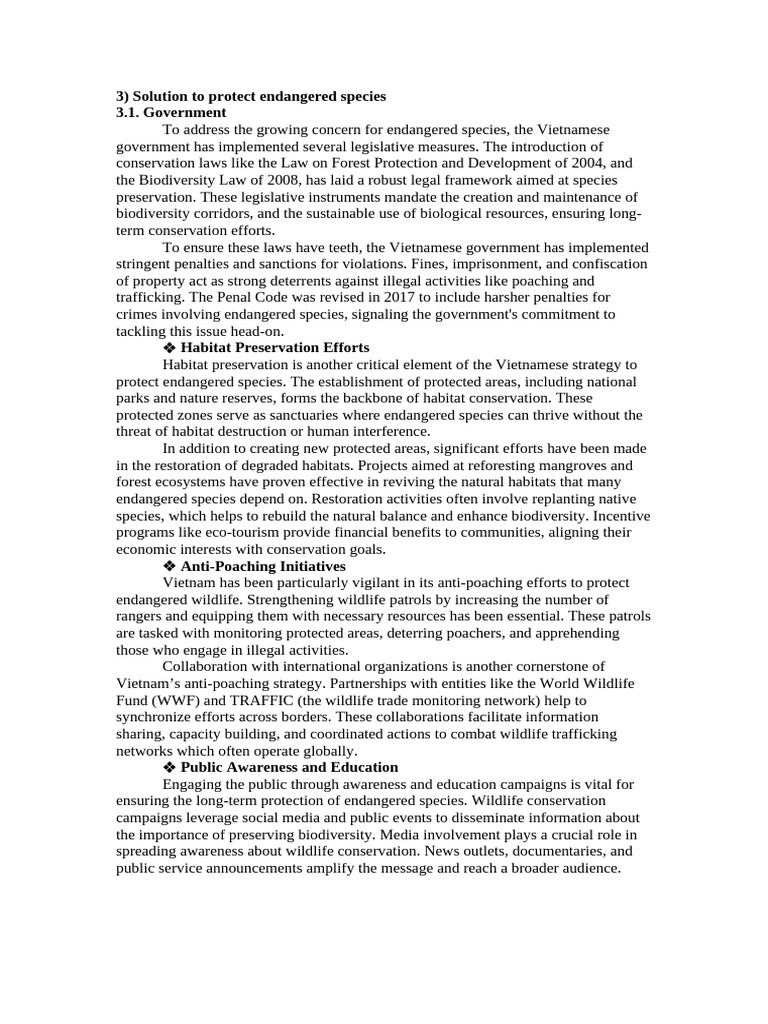 Vietnam's Strategy for Endangered Species | PDF | Conservation Biology ...