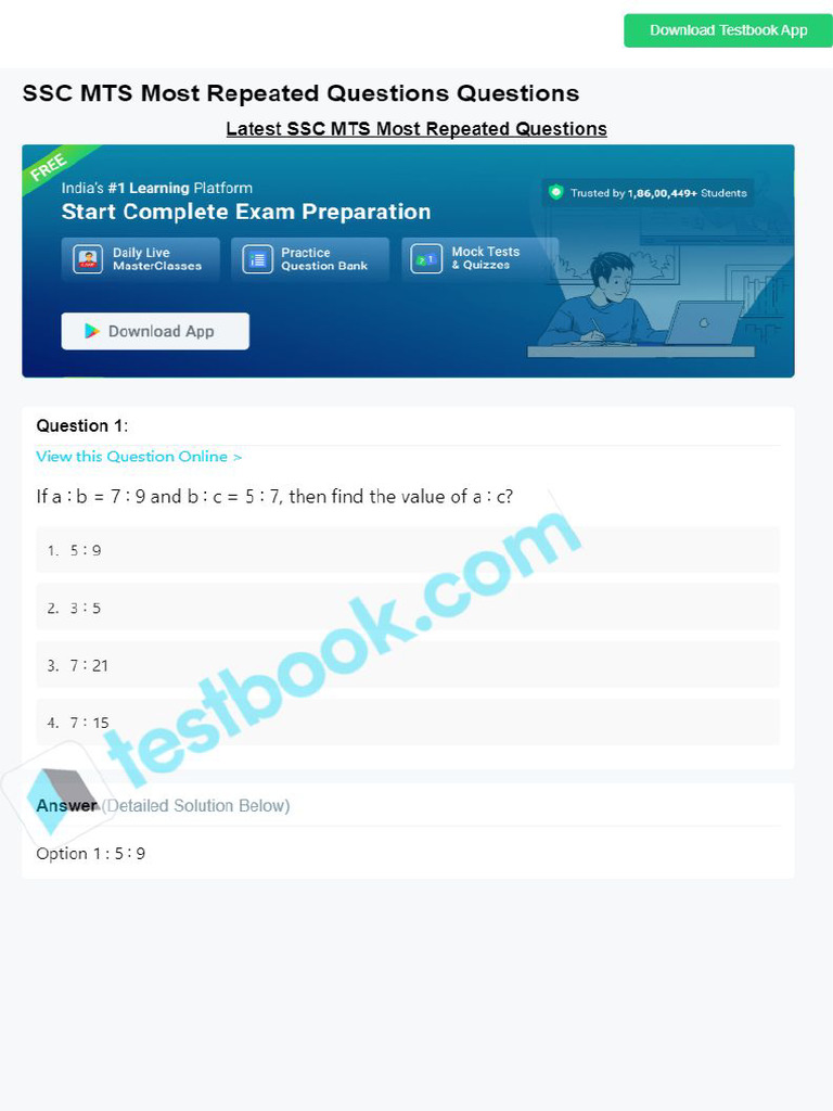 SSC Mts Most Repeated Questions 6491973044b130bd3ee9c941 | PDF