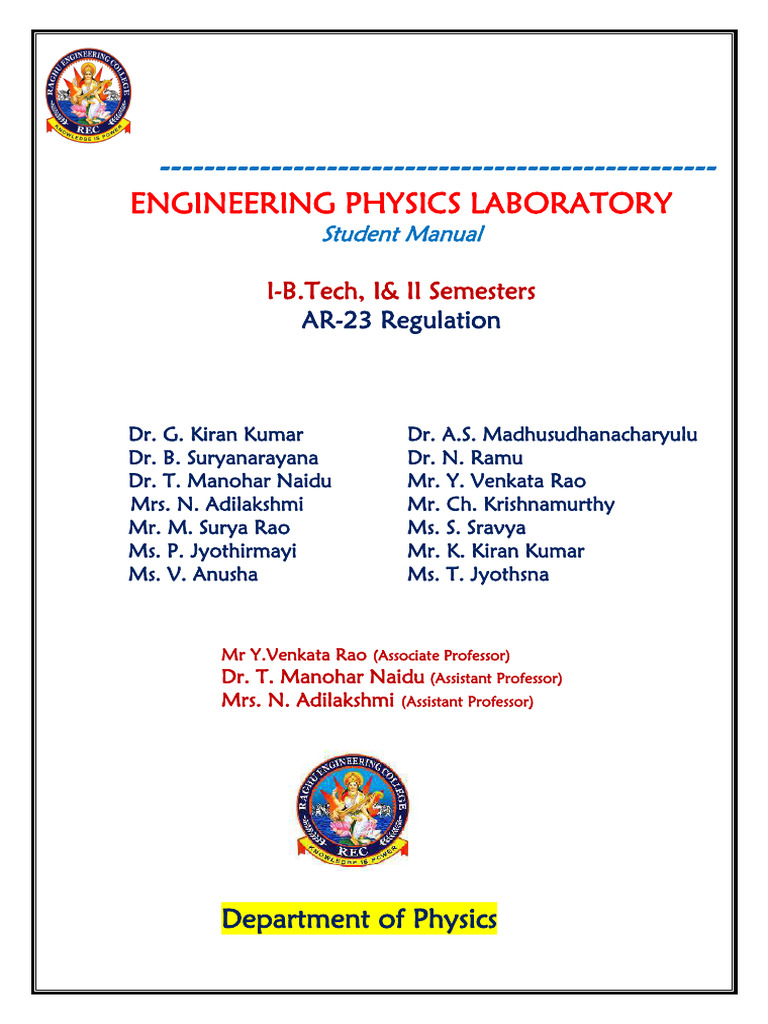 Physics Lab Manual AR 23 | PDF | Waves | Engineering