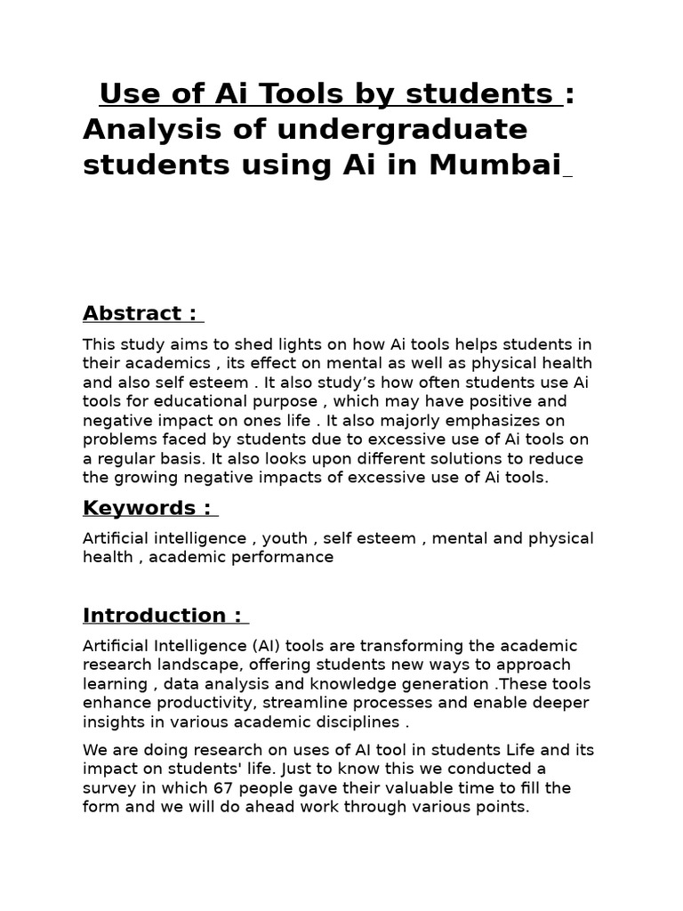 Use of Ai Tools by Students | PDF