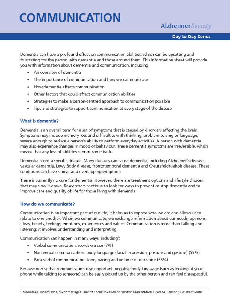 Communication - Alzheimer Society Canada | PDF