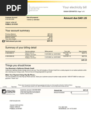 Utility bill