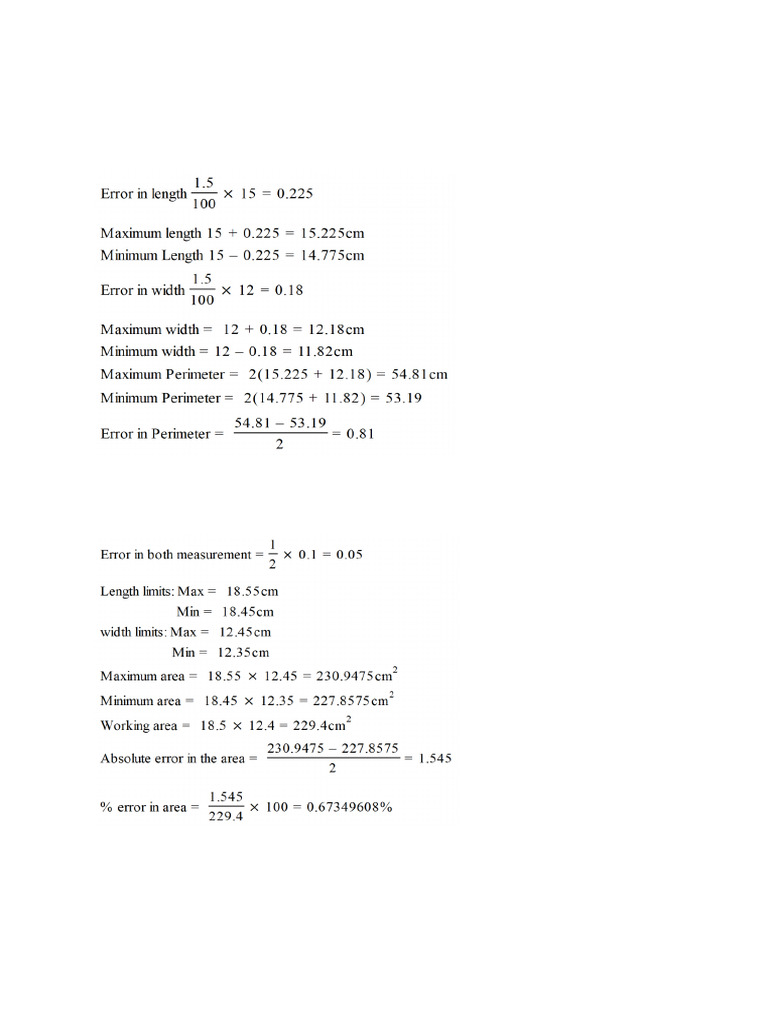Approximation and Errors in Measurements | PDF | Area | Length