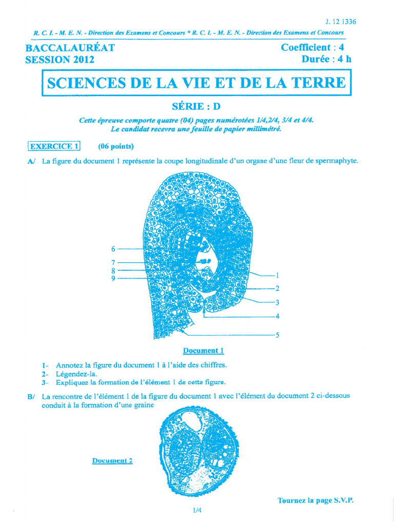Bac D SVT 2012 | PDF
