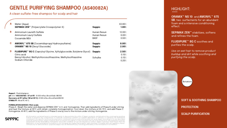 Gentle Purifying Shampoo As40082a | PDF | Shampoo | Chemical Substances