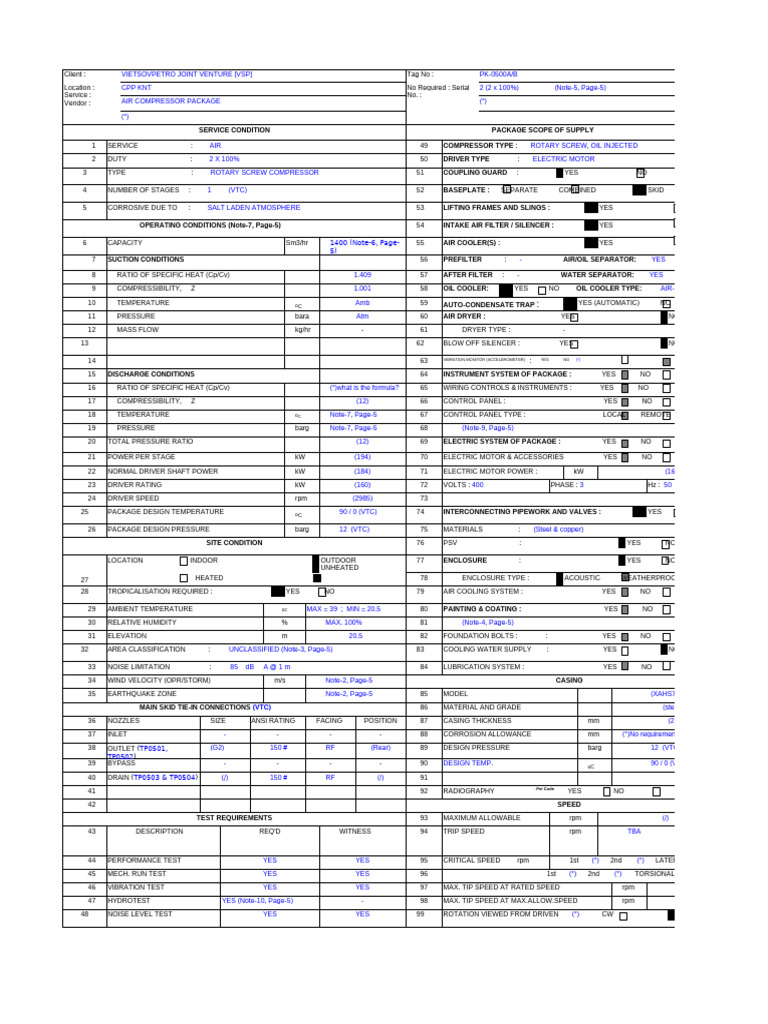 Ilide Info 21 Mechanical Datasheet For Air Compressor Skid PR e | PDF