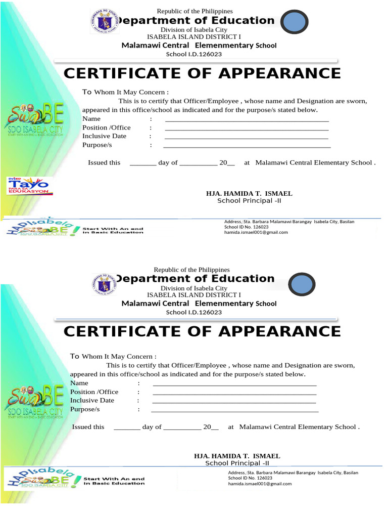 Certificate of Appearance PDF Certificate of Appearance PDF