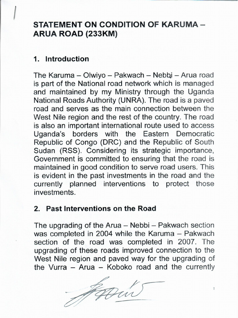 Karuma Arua Road | PDF